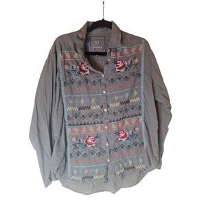 JOHNNY‎ WAS 3J Workshop Bandit Blouse Collared Button Down - Size Medium